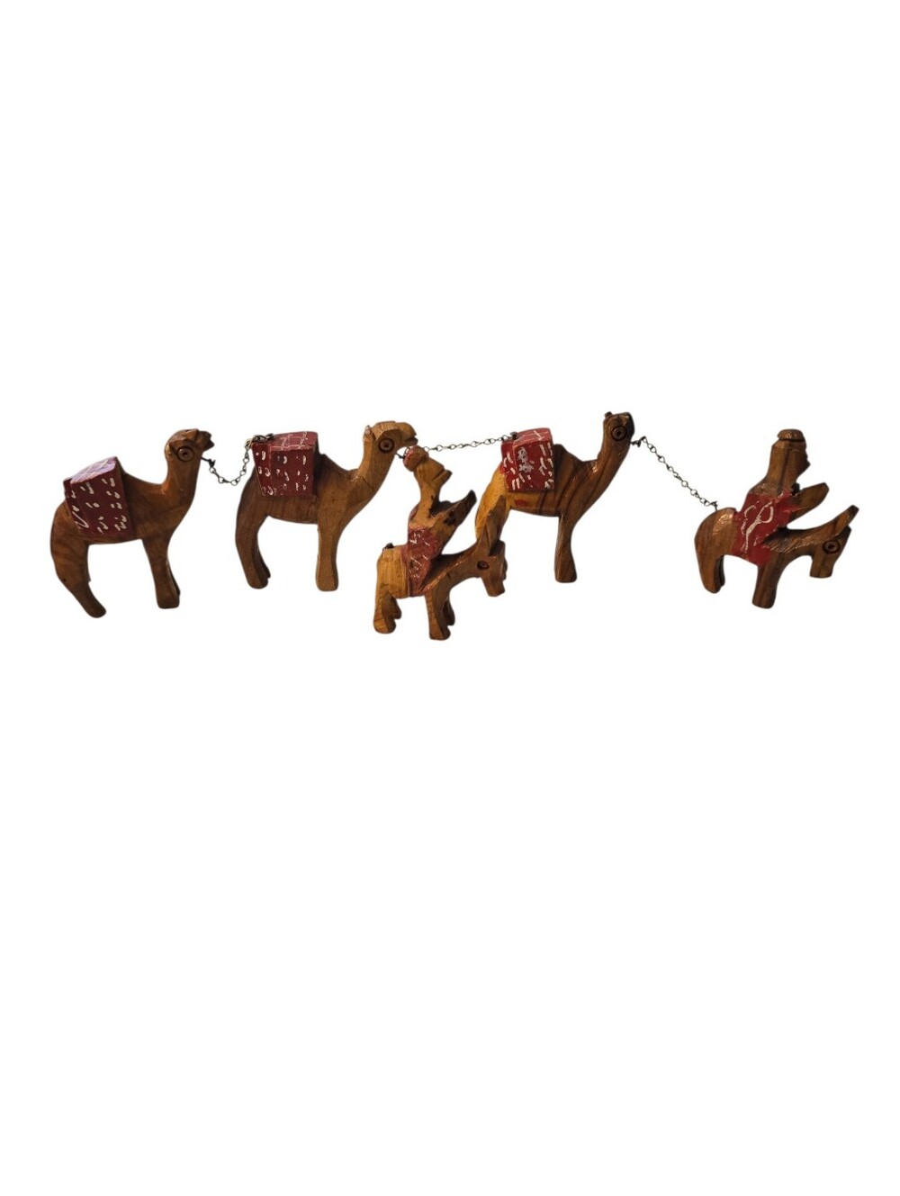 VTG Bethlehem Camel Olive Wood Hand Carved  Figurines 2 Donkeys 3 Camel READ
